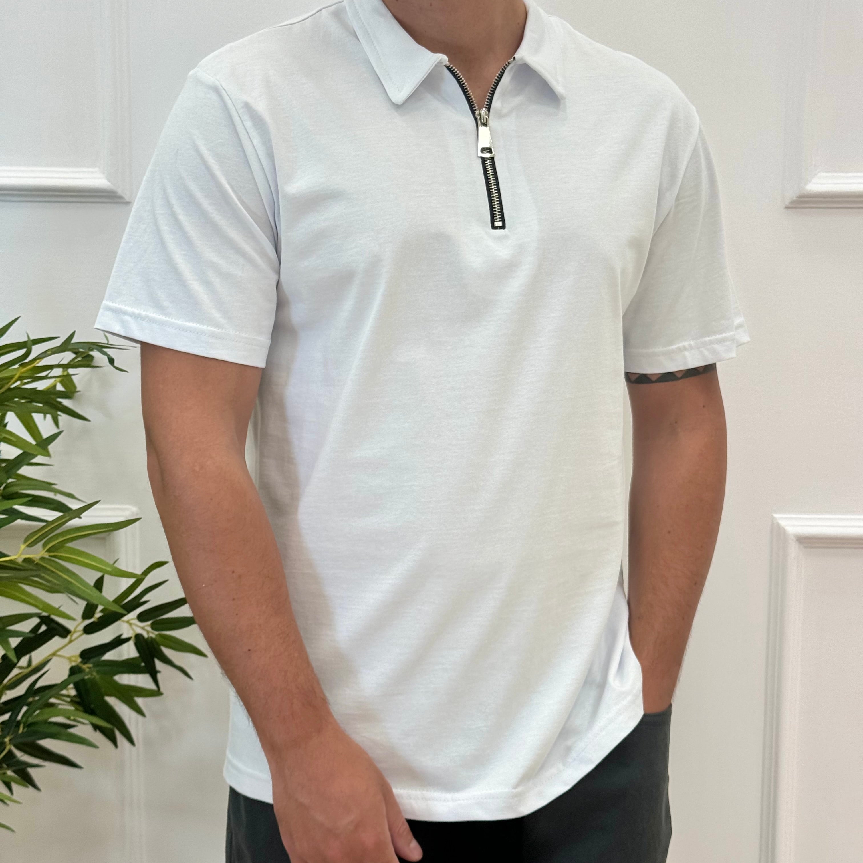 Polo zip cotone