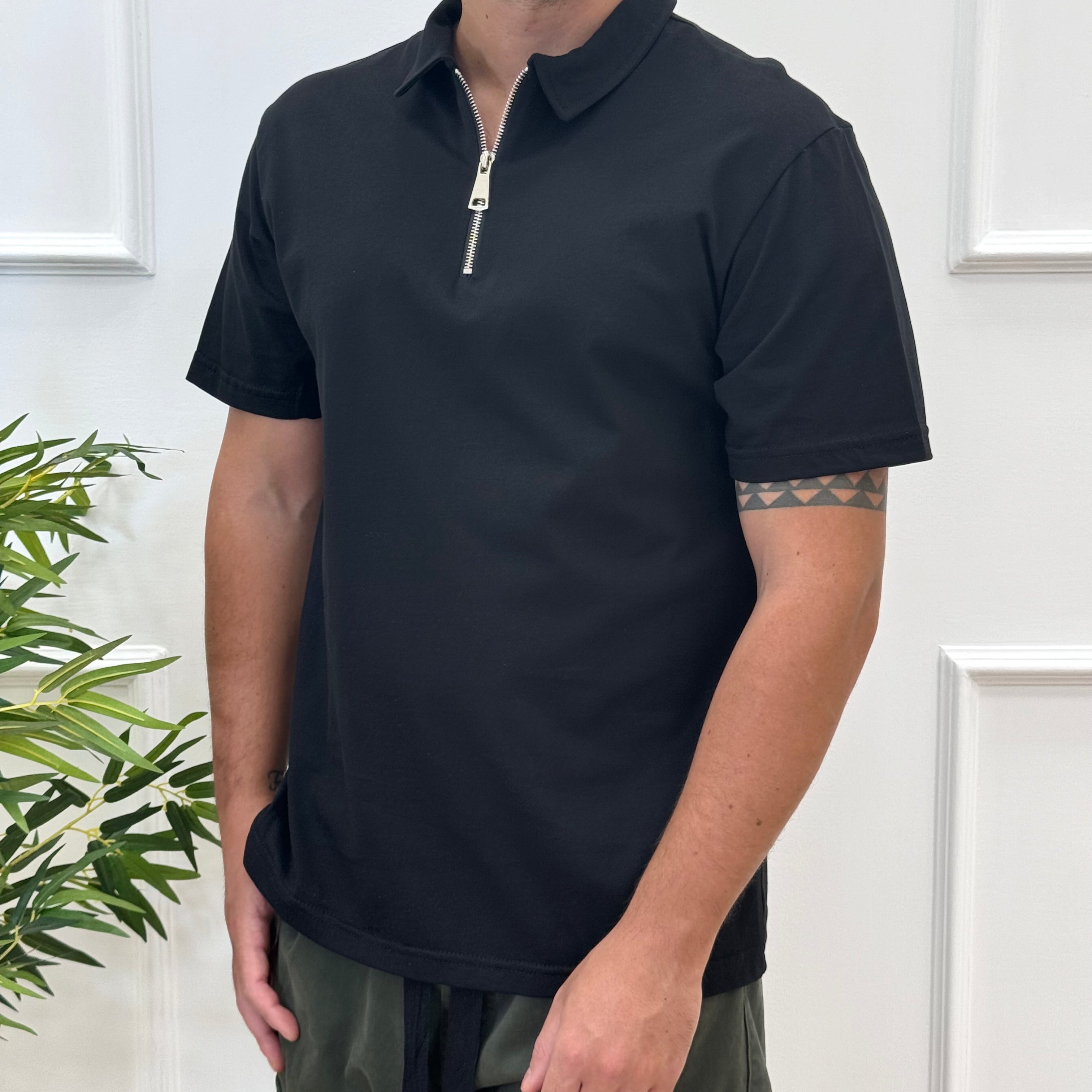 Polo zip cotone