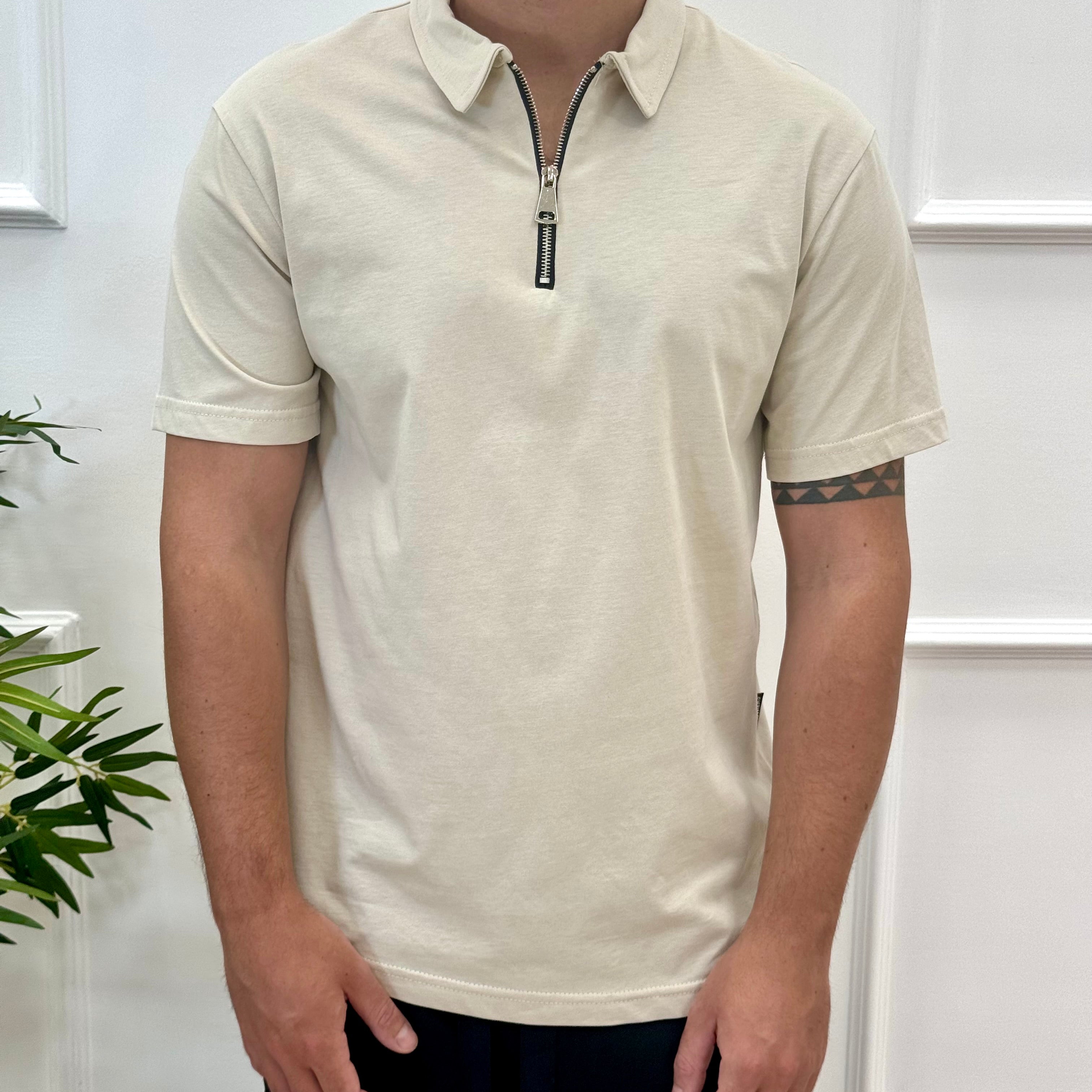Polo zip cotone