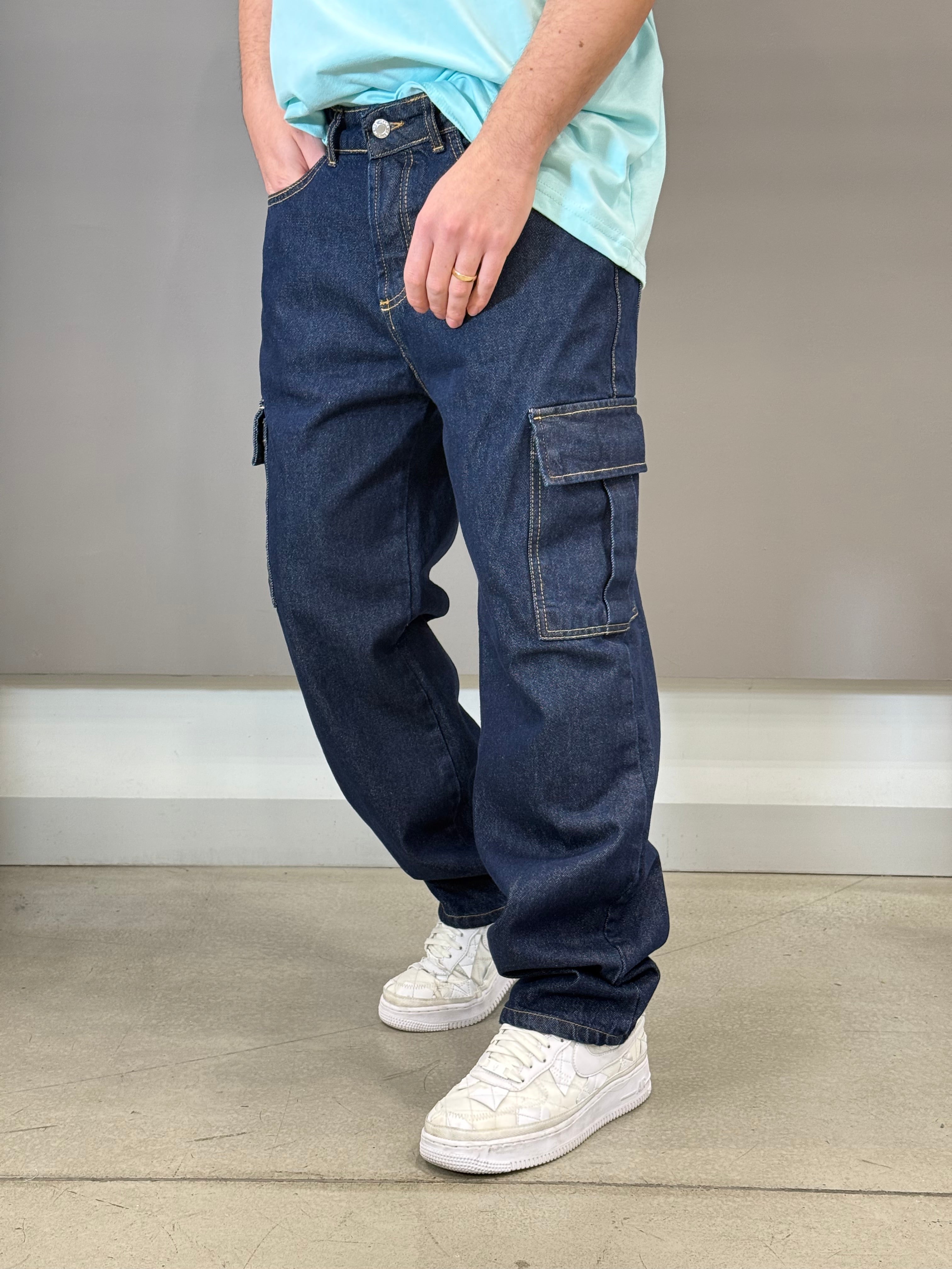 Jeans Cargo Blu